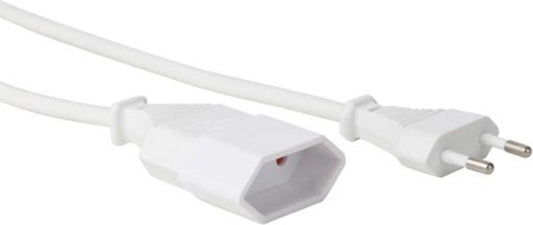 Perel Câble de rallonge, H03VVH2-F 2G0.75, 1.8 m, 2.5 A/230 V, 625 W, type C prise Euro, pour l'intérieur, PVC, blanc