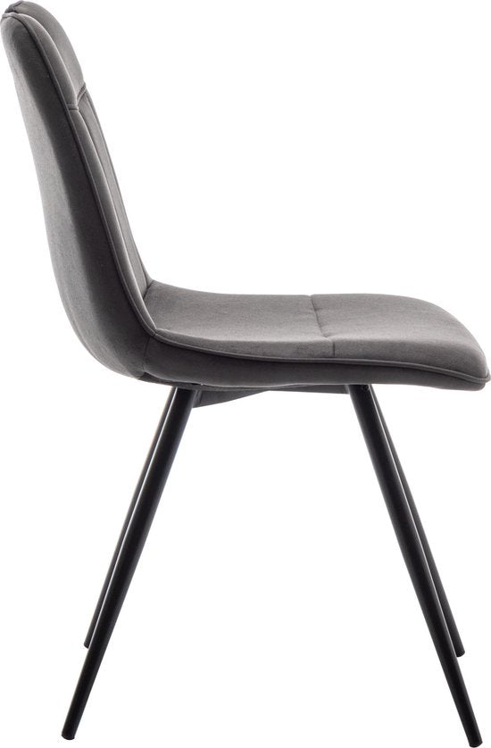 Furnihaus Chaise de salle à manger Leon Microfibre Anthracite Lot de 2