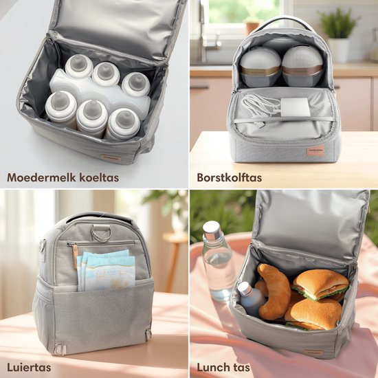 Vulpes Goods® BabyCare - Sac de refroidissement de luxe avec éléments de refroidissement - Sac de pompage pour le voyage - 4en1 - Lait maternel jusqu'à 12 heures au frais - Sac de refroidissement pour le pompage - Sac de refroidissement pour le lait mater