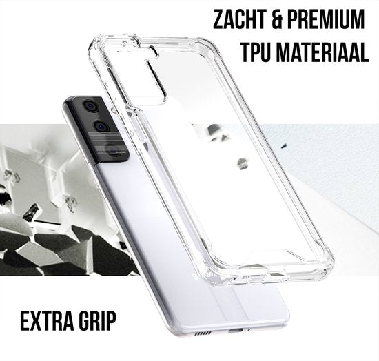 Podec Case suitable for Samsung Galaxy S21 Translucent Phone Case - Anti-Shock Case Cover with 1x Screen Protector