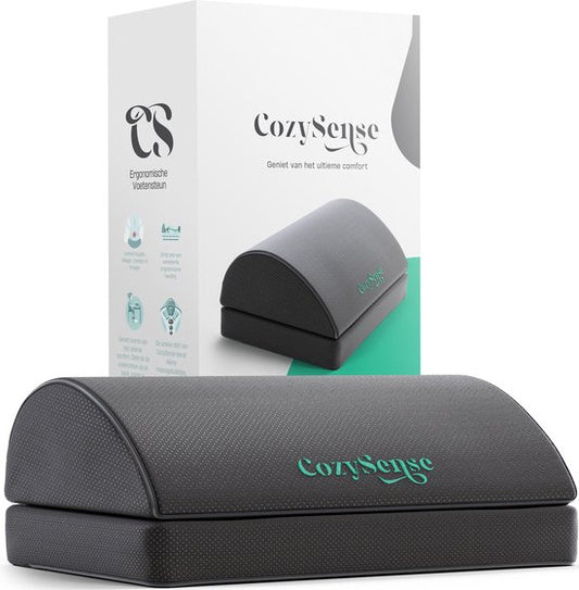 CozySense® Footrest Desk - Tabouret ergonomique - Convient à la maison ou au bureau - Coussin pour les pieds - 2 hauteurs réglables - Antidérapant - Housse avec fonction de massage - Lavable - Noir