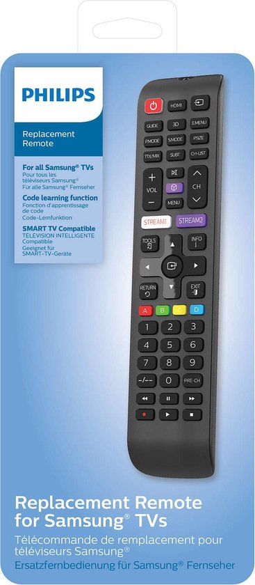 Télécommande Philips - Samsung TV SRP4010/10 - Télécommande universelle pour téléviseur Samsung - Noir