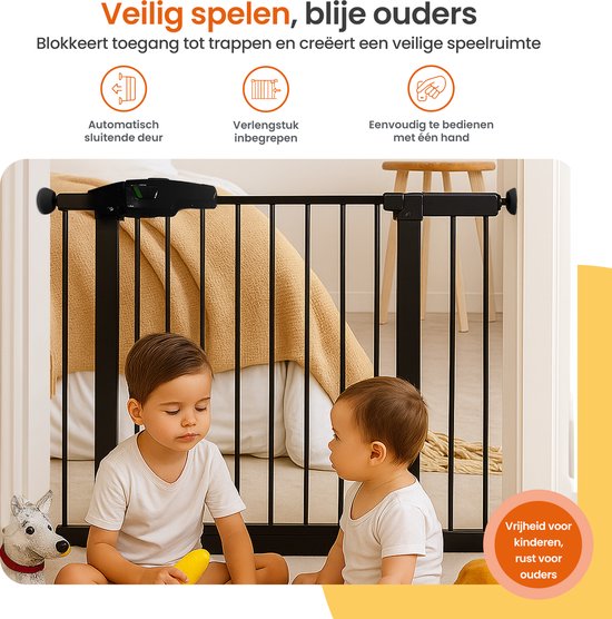 Goliving Porte d'escalier sans perçage - 2 pièces - 75 à 103 cm - Fixation par pince - Modèle à pince - Extensible - Métal - Barrière pour enfants - Barrière pour chiens - Noir