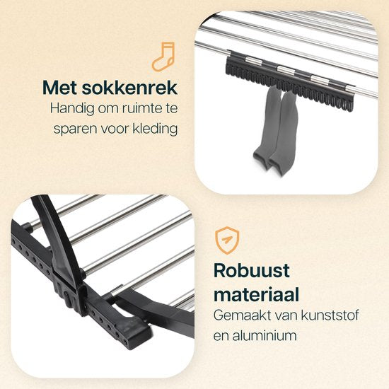 Duna étendoir à linge suspendu - étendoir à linge pliable - étendoir mural - longueur de séchage jusqu'à 5,4 m - étendoir à linge suspendu - porte - balcon - radiateur - avec porte-chaussettes