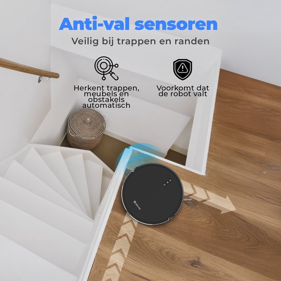 Denver Robot Aspirateur avec station de recharge - 1300pa de puissance d'aspiration - brosses latérales - brosse roulante pour le nettoyage des cheveux - RVC115