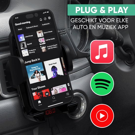 Serve 2in1 Bluetooth FM Transmitter & Phone Holder Car - Car Kit for Music - Phone Holders Car Accessories - Ventilation Holder