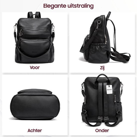 Sac à dos Glennoo - Sac à dos femmes - Anti-éclaboussures - Noir - PU