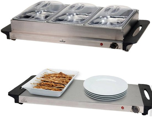 Excellent Electrics - Chauffe-buffet électrique 2 en 1 en acier inoxydable (300W)