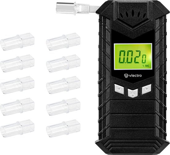 Ethylotest Vlectro - Ethylotest numérique - Rechargeable par USB - Embouts buccaux inclus - Design compact