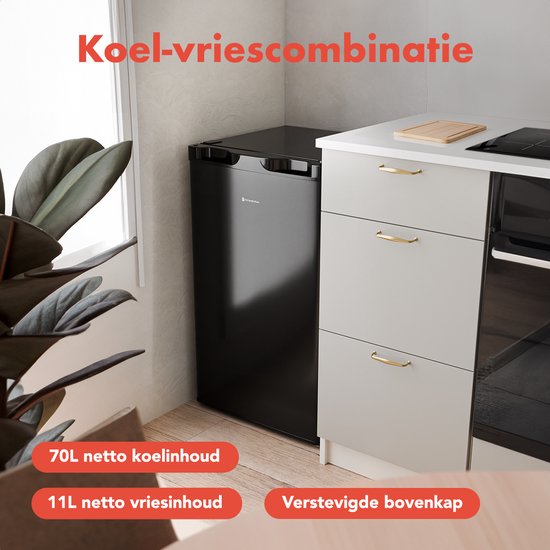 KitchenBrothers Réfrigérateur - 81L - Réfrigérateur de table avec congélateur - Glacière - Frigo - Pose libre - Noir