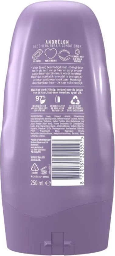 Andrélon - Aloe Vera Repair - Conditionneur - Adoucissant et réparateur - 250 ml