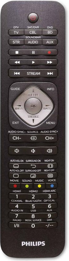 Télécommande universelle Philips SRP5016/10 - 6 en 1 - Touches d'apprentissage - Noir