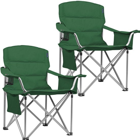TRVLMORE Chaises de camping XL - pliables - 2-Pack - Capacité de charge 150KG - Sac de transport inclus - Chaise pliante - Chaise de pêche - Chaise de camping - Chaise pliante - Vert