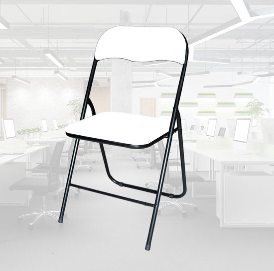 BRASQ Chaise pliante Blanc Noir - Chaise pliante - Chaise pliante 43x38x78 cm - PVC - Chaise de salle à manger