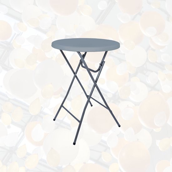 BRASQ Stand Table Gris ø80 x 110 cm - Table de bar - Table pliante - Pliable en plastique et métal pour l'intérieur et l'extérieur