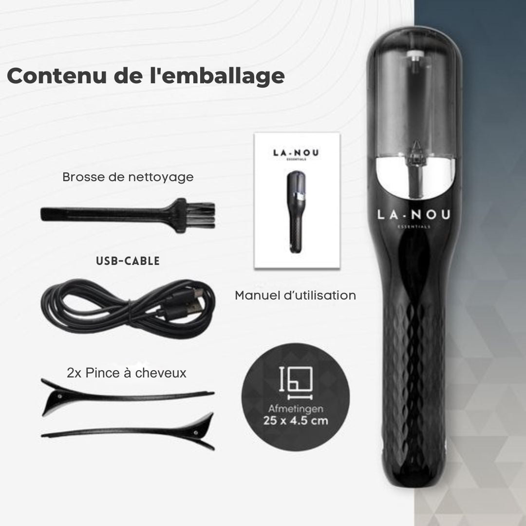 Tondeuse pour pointes fourchues - La Nou® - Inclut les accessoires - Noir