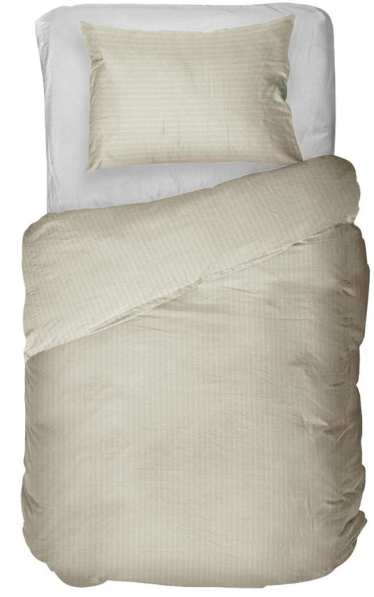 Kayori Elin Housse de couette Satin de coton - 140x200-220 cm +1 taie d'oreiller - Single - Sand