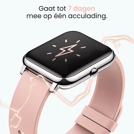 MAOO AMPLIFY Smartwatch - Protection d'écran incluse - Fréquence cardiaque, pression artérielle, saturation sanguine, sommeil, distance - Podomètre - Smartwatch femmes - Montre - Cadeau de Noël - Rose