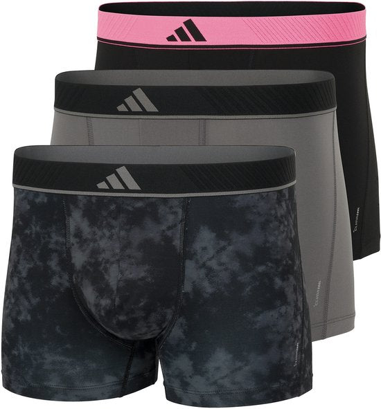 adidas Active Flex 3-Pack Boxers en Microfibre - Hommes - Sous-vêtements de sport - Stretch - Régulation de l'humidité - Noir/Gris - Taille XL