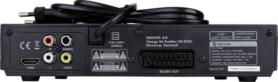 Lecteur DVD Denver avec HDMI - Supporte le Full HD - Lecteur CD - Décodeur Dolby Digital - Coax / Scart / USB - DVH7787