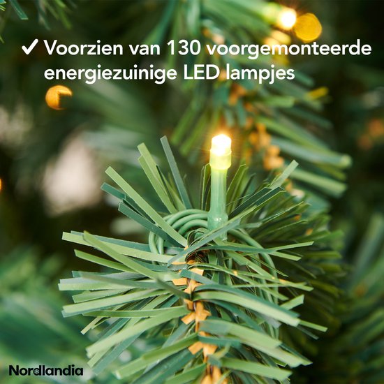 Nordlandia Artificial Christmas Tree With LED Lights - 180 cm - Arbre de Noël réaliste en plastique - Support en métal - Vert