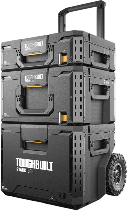 Toughbuilt StackTech Set Tool Box Storage with Wheels 3 pcs ( TB-B1S3-B70R ) IP65 + 2x StackTech Tool Box Black