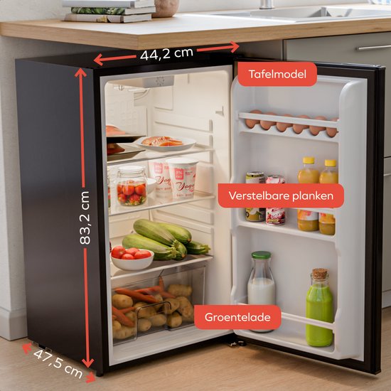 KitchenBrothers Réfrigérateur - 92L - Modèle de table - Glacière - Frigo - Pose libre - Noir