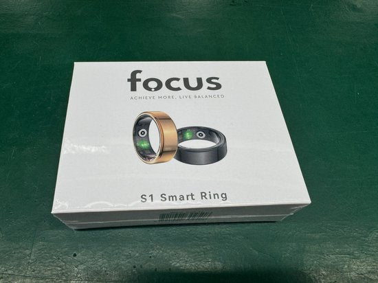 Focus® S1 Smart Ring - Gris - Taille 11 - Fréquence cardiaque - Cycle menstruel - Moniteur de sommeil - Performance sportive - Podomètre - Étanchéité IP68 - Mesure de l'O2 - Femmes - Hommes - Étui de chargement - anneau de protection