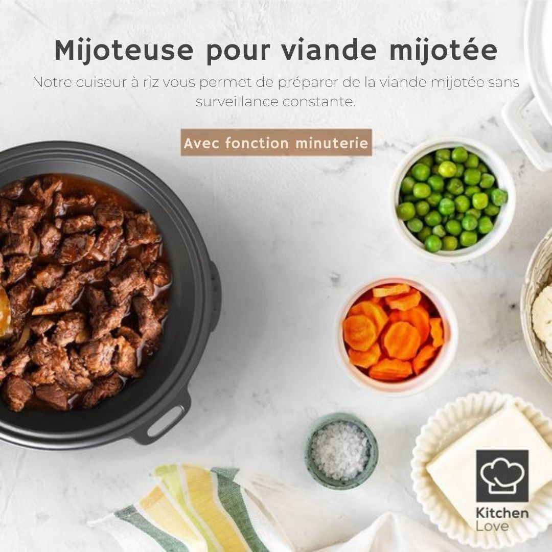 Cuiseur de riz - KitchenLove - 0.8L - 1 à 3 personnes - Acier inoxydable - noir