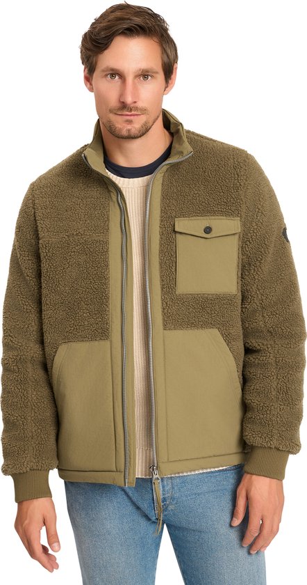 Mario Russo Teddy Jacket Stockholm - Veste homme - Manteau d'hiver homme - Cardigan homme - Army Green - M