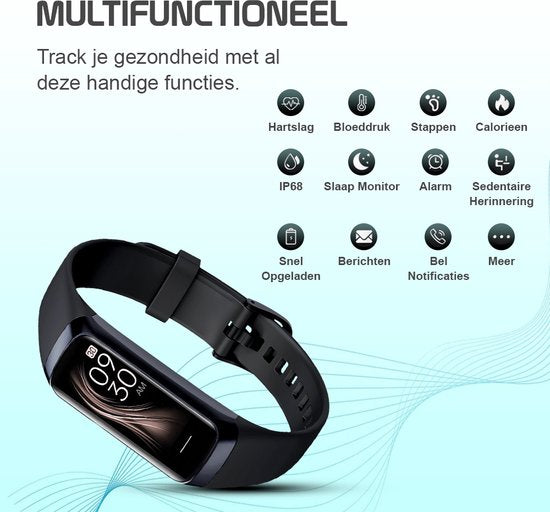 Otiume Activity Tracker HR avec podomètre et cardiofréquencemètre - Montre sport - Smartwatch - Noir pour femmes, hommes et enfants - Fitness Tracker - Blood Pressure Monitor