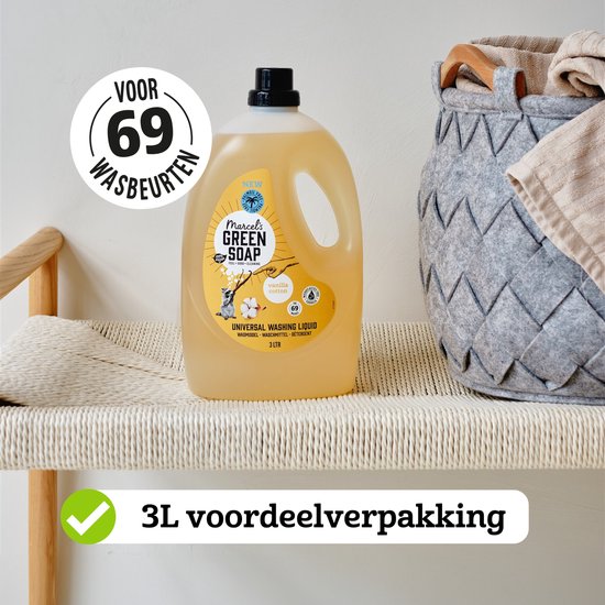 Détergent universel Marcel's Green Soap - Grand paquet - Vanille et coton - 3L - 69 lavages