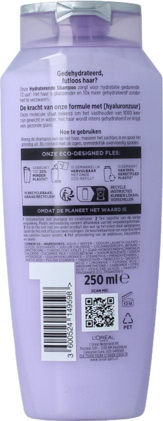 L'Oréal Paris Elvive Hydra Hyaluronic Shampooing - Hydratation intense pour cheveux ternes et secs - 250 ml