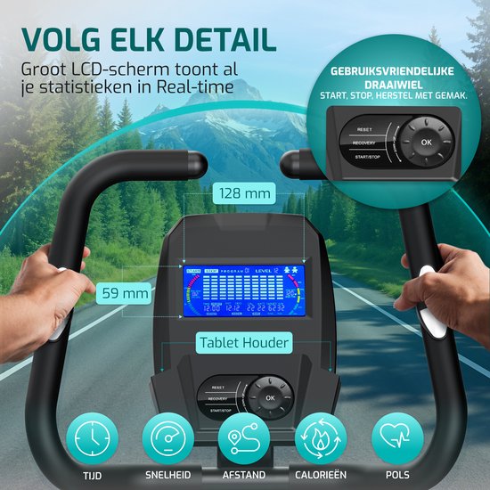FITAGE Hometrainer - Vélo de fitness avec 32 niveaux de résistance - Support de tablette pour Bluetooth Kinomap & Zwift - Vélo d'entrée de gamme, ergonomique et silencieux - Hometrainers Fitness pour la maison