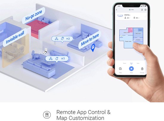 EZVIZ Robot aspirateur et serpillière - RE5 Plus - Contrôle par application - autonettoyant - aspirateur et serpillière
