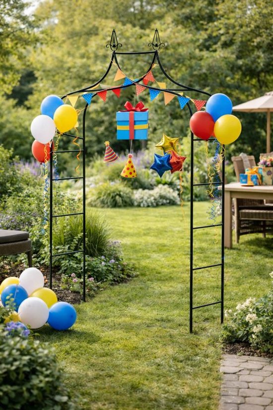 Ceruzo Arche de roses 255 cm - Arche de jardin en métal - Aide à l'escalade - Arche de fête - Vert foncé