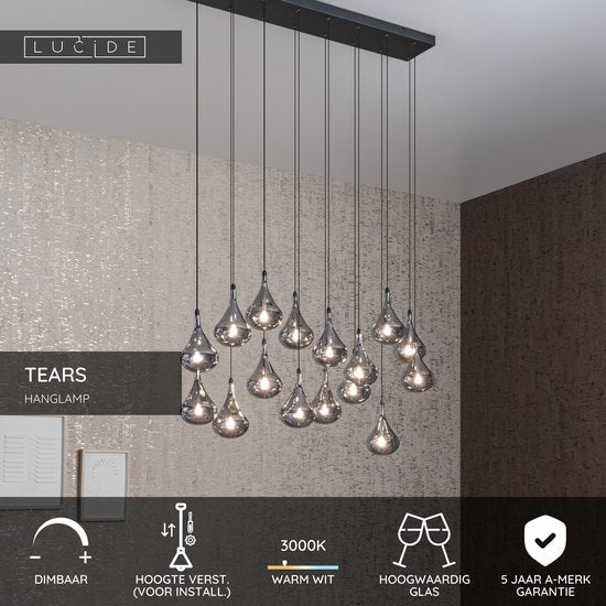 Lucide TEARS - Lampe suspendue - LED Dimmable - G4 - 16x1,5W 3000K - Noir