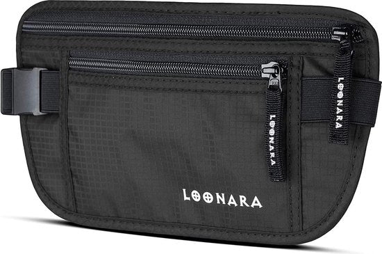 Loonara Travel Hip Bag - Avec compartiment secret - 13.5 x 25 cm - Noir