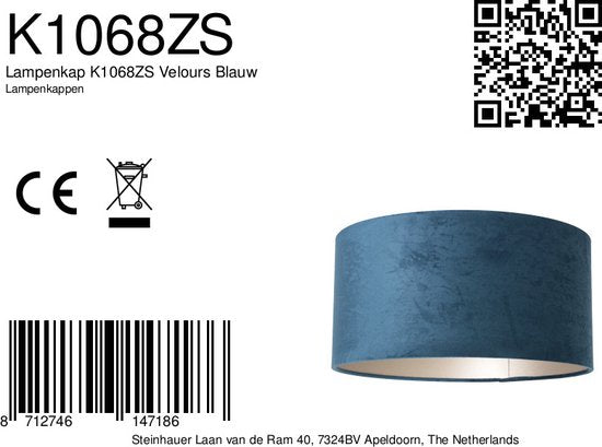 Steinhauer Abat-jour velours bleu Ø40cm