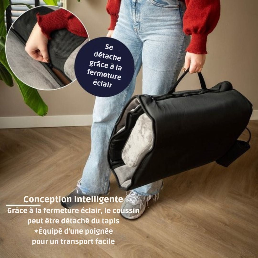 Matelas de massage électrique - BREND - Avec chaleur - 5 modes de vibration et 3 intensités - Coussin de massage - 170X55 cm - Gris