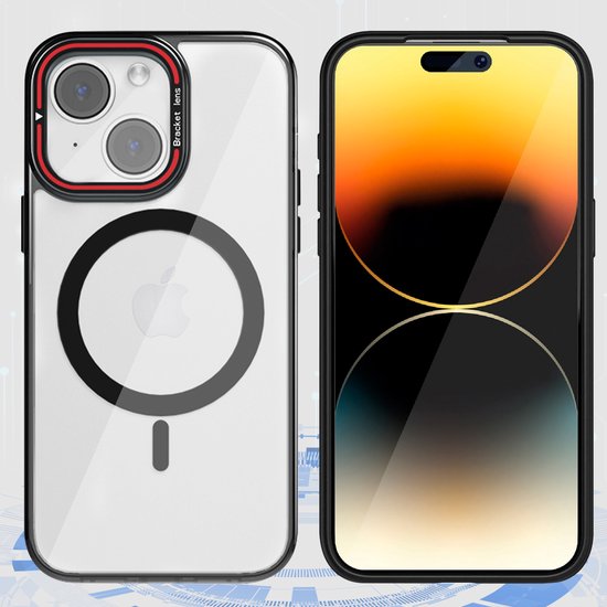 Coque adaptée à l'iPhone 14 Coque - Avec 2 protections d'écran - Coque MagSafe - Avec support