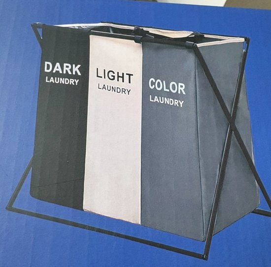 Nexxt Panier à linge avec 3 compartiments - Pliable - 105L - Trieur de linge - Multifonctionnel - Gris/Noir