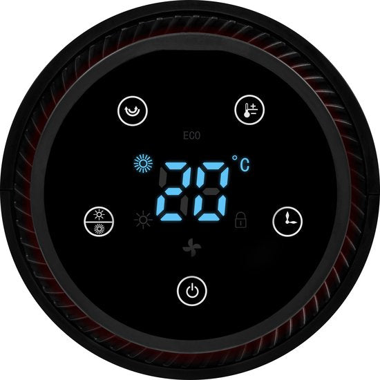 VONROC Chauffage électrique - chauffage soufflant - 1200W/2000W - modèle tour - céramique - mode ECO - fonction swing - affichage LED - télécommande incluse - thermostat et minuterie - 20m2