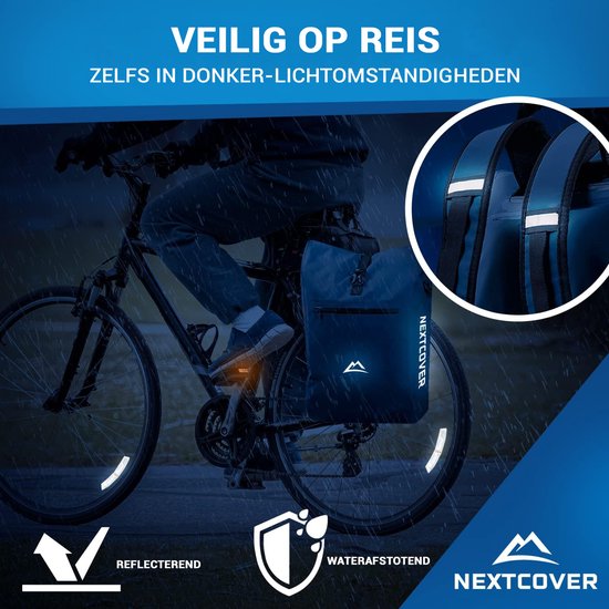 Nextcover® NEW 3in1 Pannier Bag for Carrier [Aquashield] - Sac à bagages, sac à dos et sac à bandoulière [25 Litres] I Sac à dos étanche