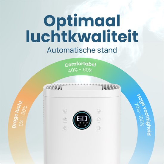 Humidificateur Auronic - 4 litres - 40m2 - Convient au salon, au bureau, à la chambre à coucher, à la chambre de bébé et plus encore - Avec aromathérapie - Sans BPA - Blanc