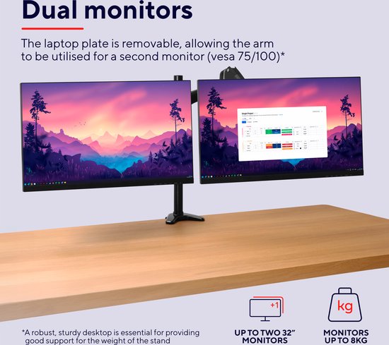 Trust Mara - Bras pour moniteur double - Moniteur et ordinateur portable