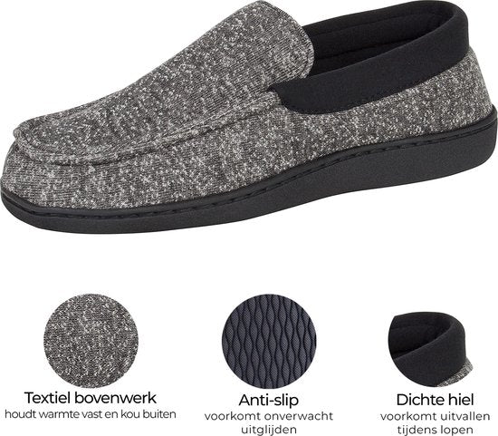 Chaussons Hommes - Chaussons - Mocassins - Gris - Antidérapant - Taille 40/41 - Comfeet