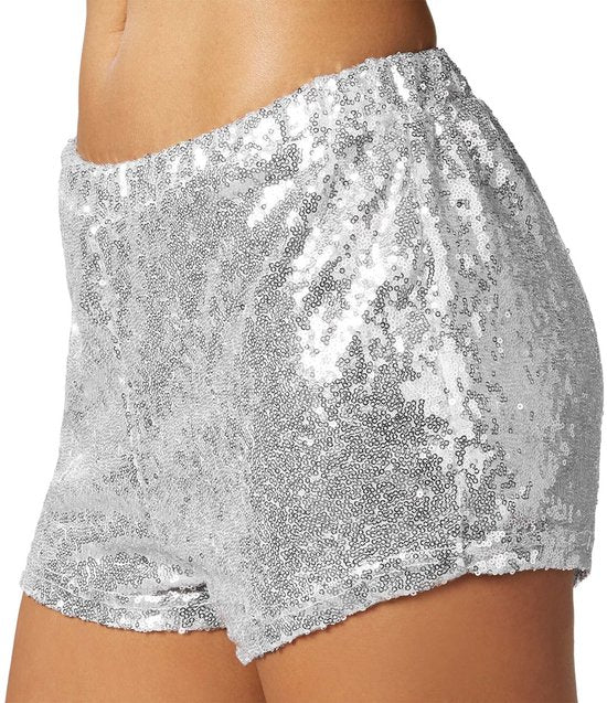Dressforfun Short à paillettes argenté L - déguisement costume halloween déguisement fête carnaval déguisement fête - 303893
