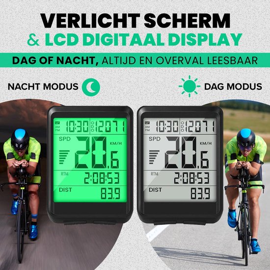 Strex Wireless Bike Computer - 17 Functions - Extra Large Screen - Wireless Bike Computer Wireless Waterproof - NL Manual