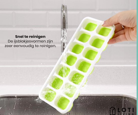 Loti Living Moule à glaçons - 4 pièces - Vert, Jaune, Bleu, Rose - Moules à glaçons - Moule à glaçons en silicone - Glaçons - Sans BPA